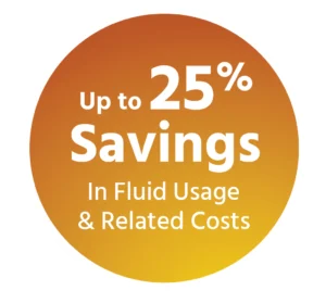 up to 25% savings in fluid usage & related costs